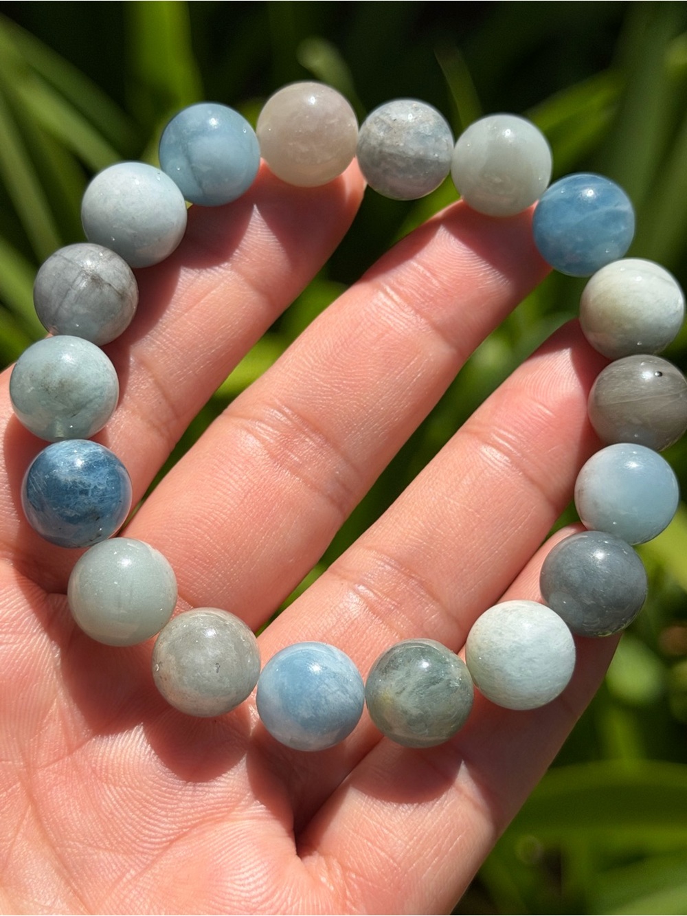 11.5mm Stretchable Multi-color Aquamarine Bracelet 2106